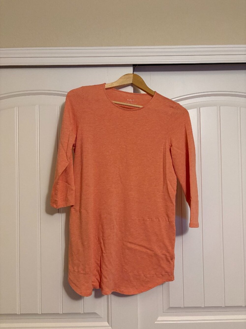 J. Jill Pure Jill PJ Crew Neck Shirttail Tunic Medium Marled Pink Cotton Modal